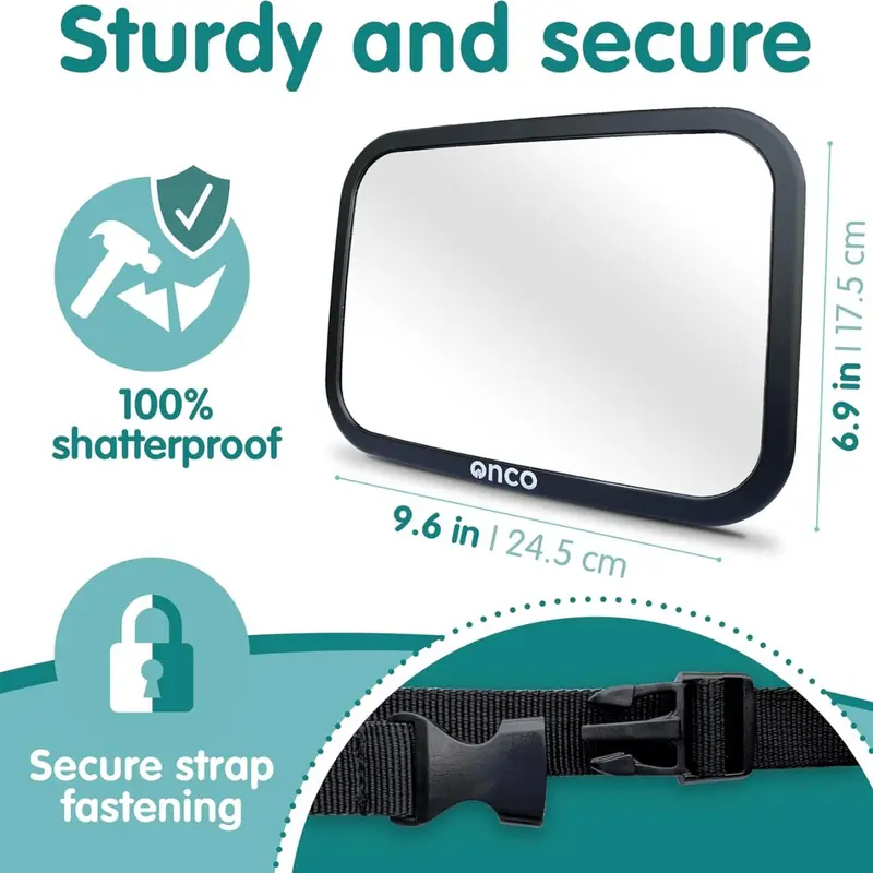 Baby Car Mirror for Back Seat – Shatterproof Rear View Mirror for Infant Safety – Adjustable Wide Angle View for Rear Facing Car Seats – Crash-Tested Newborn Essentials – Easy Installation for Babies, Toddlers, Kids, and Pet Monitoring, Baby Essentials 1