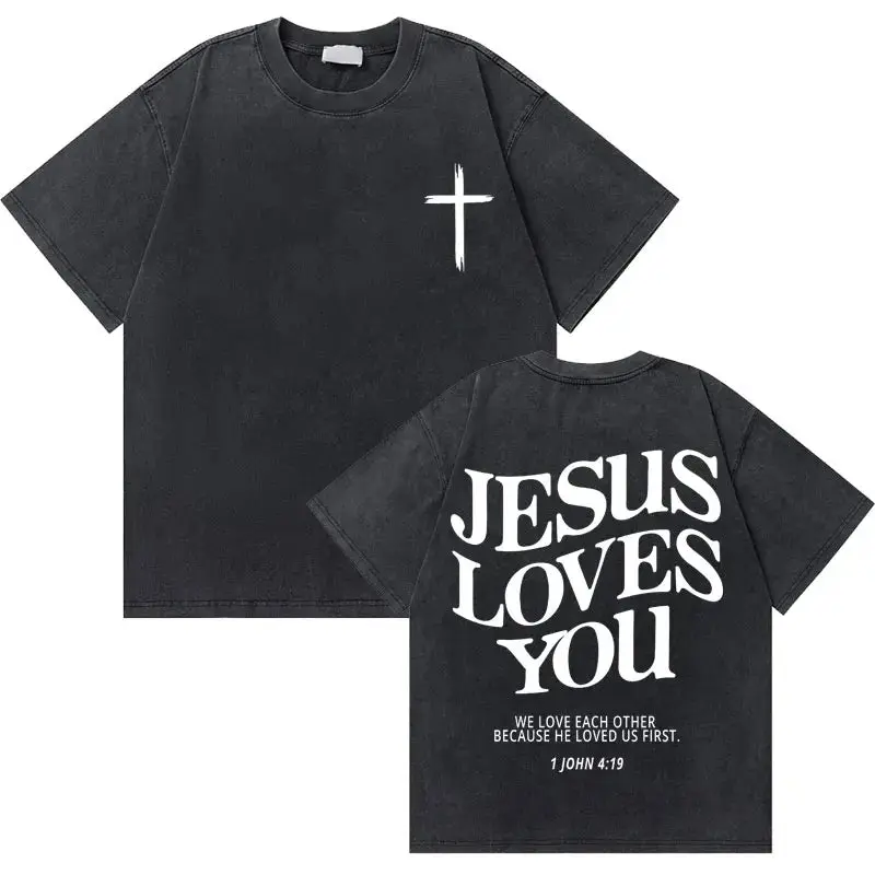 Black Washed Vintage Christian Oversized T Shirt 7