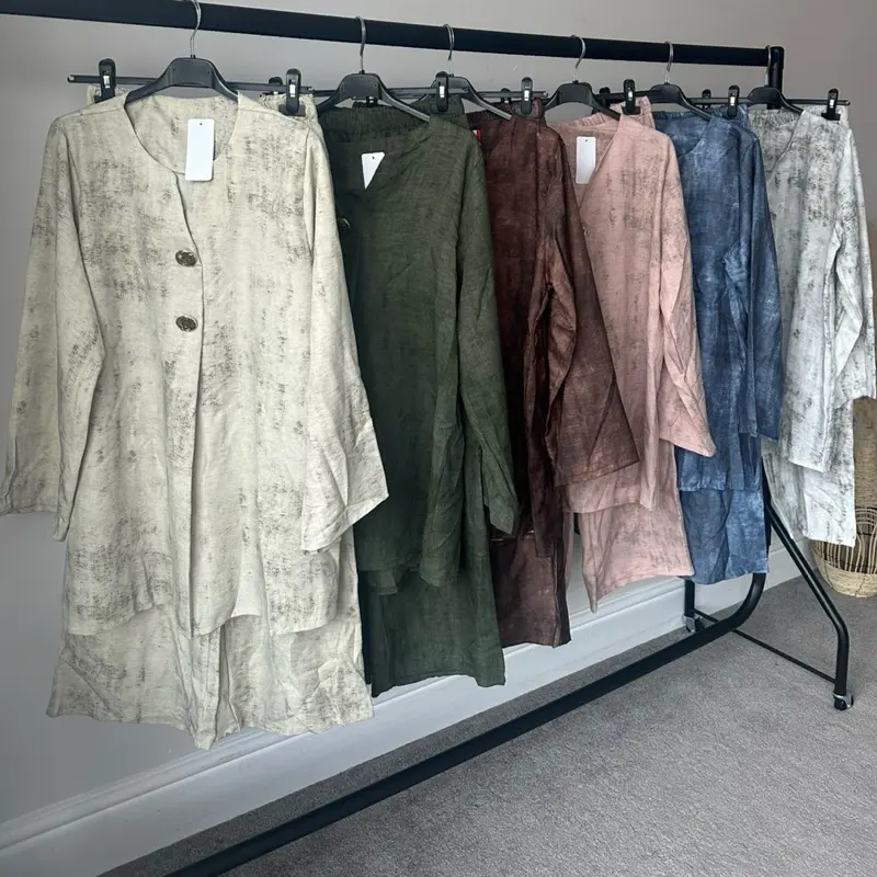 Gold Button Tunic Style Coord Set Womenswear