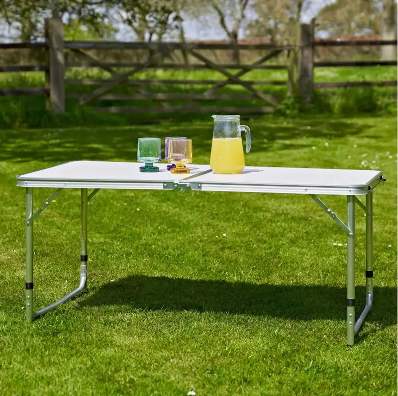 4FT FOLDING CAMPING TABLE ALUMINIUM PICNIC PORTABLE ADJUSTABLE PARTY BBQ OUTDOOR 0