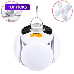 Portable Solar Camping Lantern, Foldable LED Football Bulb with Hook, Rechargeable USB Table Lamp for Home, Office, Tent, Emergency Outages Lighting