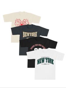 Men's Letter & Figure Print Round Neck Tee, Loose Casual Short Sleeve T-shirt for Summer, Men's Top for Daily Wear