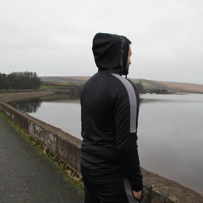Men's Onyx Black & Grey Stripes Hoodie - Classic & Stylish Menswear Slim Fit 3