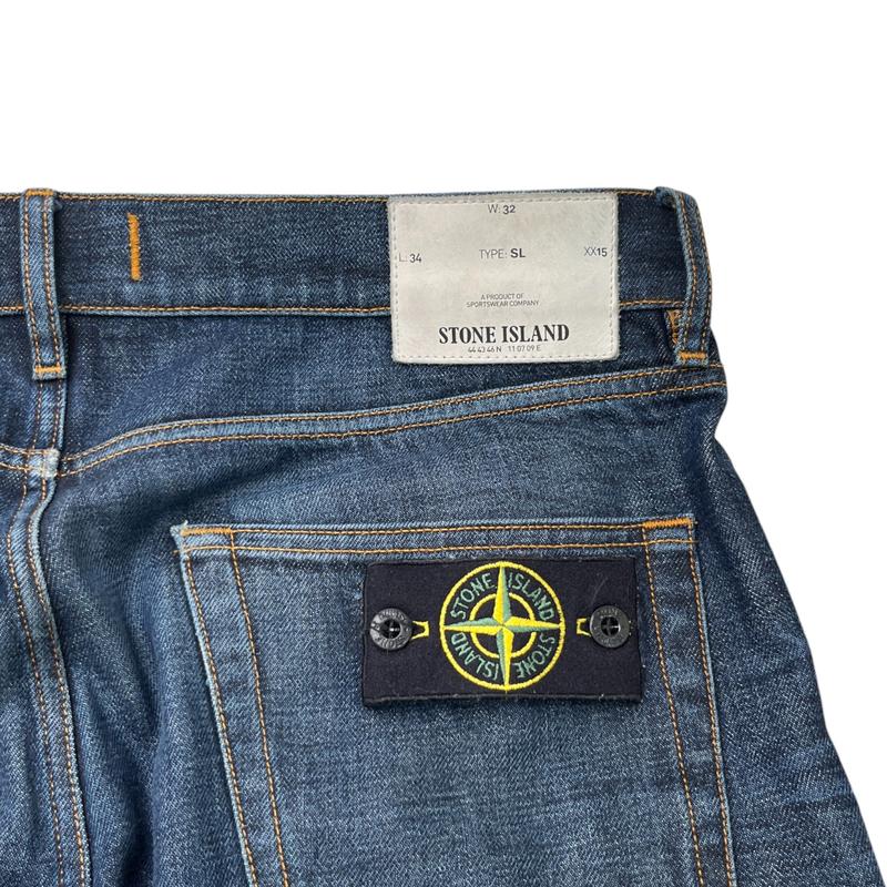 Men's Applique Logo Jeans Blue Size Waist 32" 4