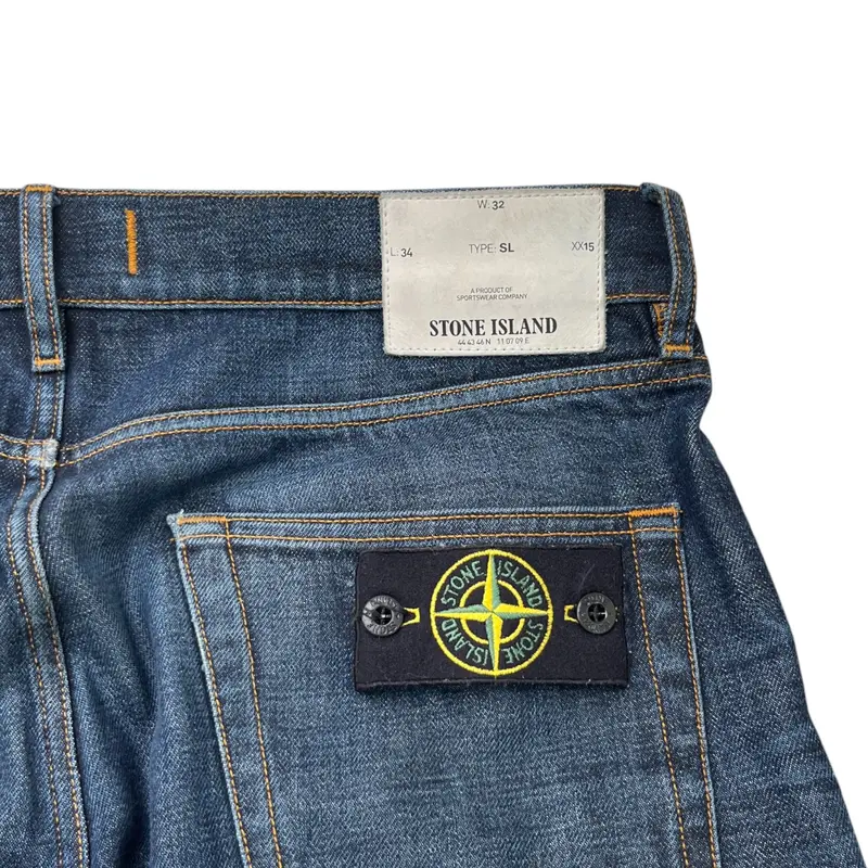 Men's Applique Logo Jeans Blue Size Waist 32" 4