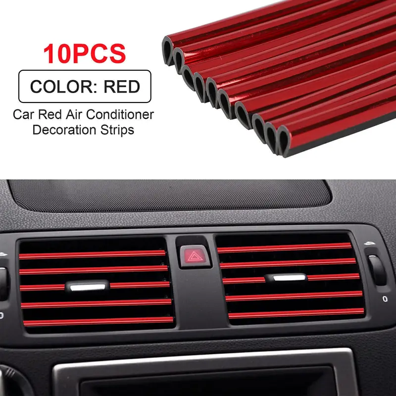 10× Car Accessories Interior Air Conditioner Air Outlet Decoration Stripes Cover 2