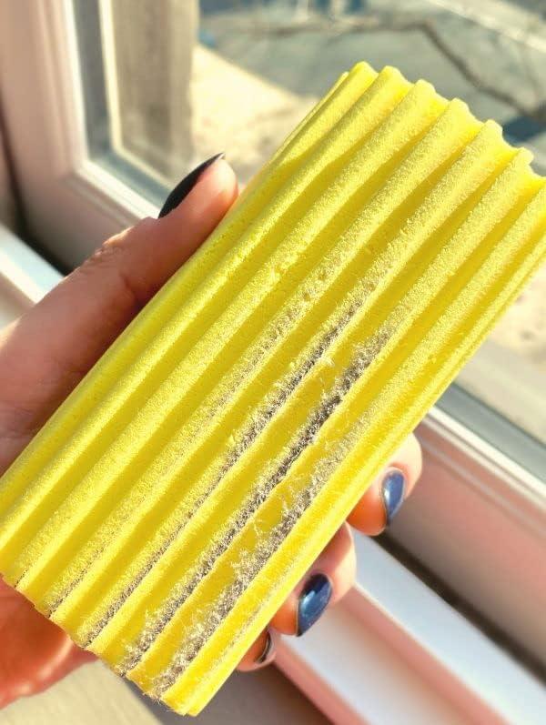 Damp Duster, Multipurpose Dusters for Cleaning - Venetian & Wooden Blind Cleaner, Ridged Dusting Sponge for Vents, Radiator, Skirting Boards, Mirrors - Home Cleaning Products, Yellow 3