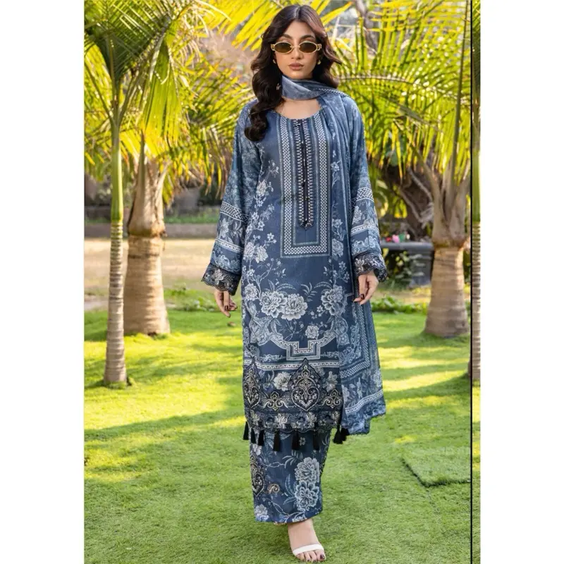 Designer LAWN embroidered 3pcs Asian salwar kameez suit 1