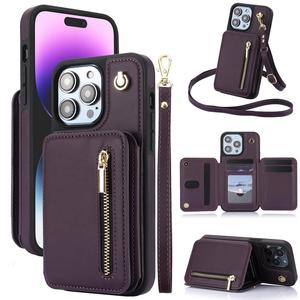 Zipper Wallet Design Phone Case, Anti-fall Fully Edged Mobile Phone Case with Lanyard, Shockproof Protective Cover for iPhone 15 14 13 12 11 Series, National Day Offers