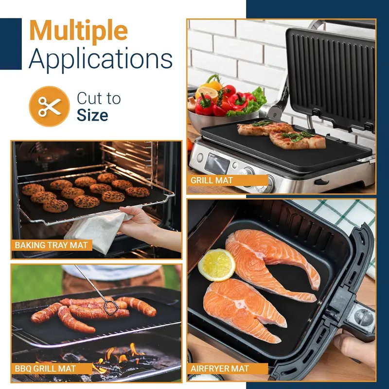 Extra Large Oven Liners for Bottom of Oven (2 Pack) - Universal Non-Stick Liner for Fan Assisted Cooking, 63.5 x 43 cm Kitchen Essentials, Protector Sheets, Save Time & Clean Easily (Black) 7