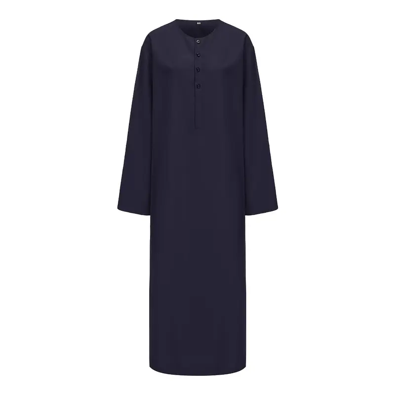 2025 New Middle Eastern Men's Robe Casual Comfortable Muslim Robe with Side Pockets 8