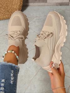 Women's Fashionable Lace Up Low Top Sneakers, Casual Comfortable Sports Running Shoes, Lightweight Breathable Sneakers for Daily Wear, Outdoor Sneakers, Jogging Shoes, Workout Sneakers, Casual Running Footwear