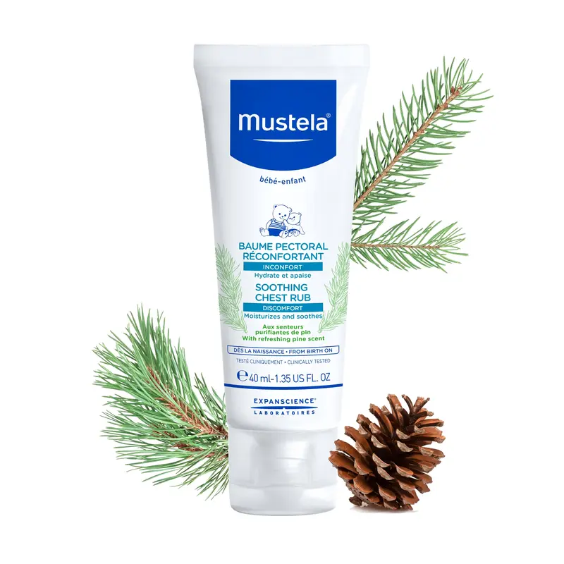 Mustela Soothing Chest Rub 40ml | Comforting Moisturising Balm for Babies & Toddlers | Enriched with Organic Shea Butter & Natural Extracts of Pine & Rosemary | Helps Relax & Soothe at Bedtime | Hypoallergenic, Dermatologist-Tested Aromatic Care 4