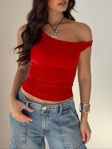 Women's Plain Ruched Tank Top, Casual Fitness Breathable Sleeveless Top for Daily Wear, Ladies Clothes for Summer, Womenswear, Casual Workout Tops, Casual Sports Top