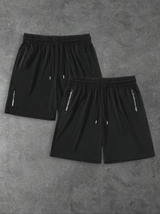 Men's Letter Print Quick Drying Shorts, Casual Loose Fit Shorts for Summer, Breathable Men's Bottoms for Daily Wear