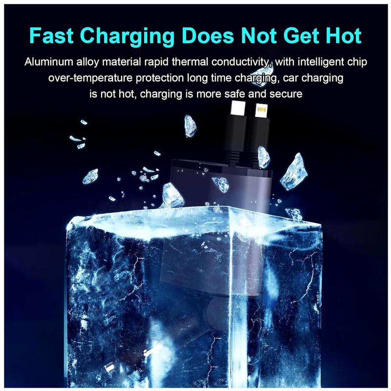 AHDXKUE Retractable Car Charger Adapter, 4 In 1 Car Charger with Retractable Cables and Voltage Display, Car Phone Charger with USB/USB-C Ports, Cigarette Lighter USB Charger for 12V / 24V Vehicles 5