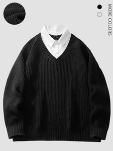 Men's Patchwork Raglan Sleeve Button Sweater, Casual Long Sleeve Collared Jumper for Fall & Winter, Men's Clothes for Daily Wear