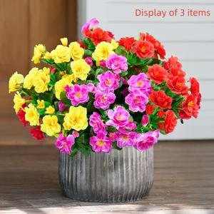 Artificial Azalea in Galvanized Bucket, 3 Counts Fake Flower Plant, Decorative Flower for Home Garden Yard, Home Decor Supplies, Bouquet