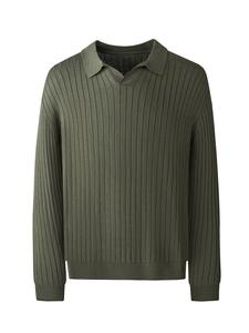 Men's Regular Fit Striped Print Polo Shirt, Casual Long Sleeve Collared Top for Spring & Fall, Fashion Men's Clothes for Daily Wear