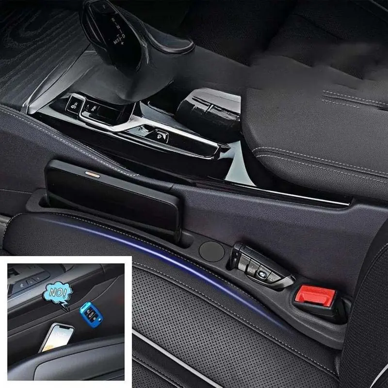 【UK SELLER 】2Pcs Car Seat Gap Filler Leakproof Plugging Strips, Universal Car Gap Filler Organiser, Prevents Falling Items,Auto Seat Gap Filler,Wipeable Waterproof (Black) 5