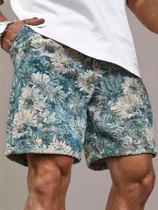Men's Floral Print Drawstring Waist Shorts, Regular Fit Casual Pocket Shorts for Summer, Men's Bottoms for Tropical Daily Wear, Soft Fabric Menswear, Casual Breathable Shorts, Relaxed Fit Shorts, Lightweight Casual Shorts