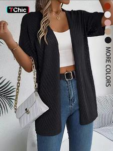 Women's Plain Hollow Out Cardigan, Casual Open Front Knitwear for Summer, Fashion Minimalist Women's Fitted Knit Clothing for Daily Wear, Lady Tops, Casual Everyday Wear Womenswear, Solid Color Cardigan