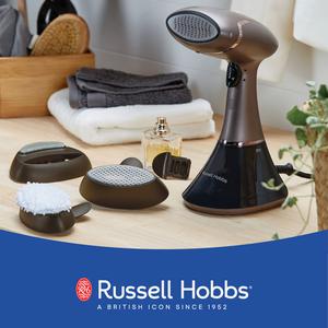 Russell Hobbs Steam Genie Aroma Handheld Garment Steamer with Ceramic Plate and Personalized Scent Infuser