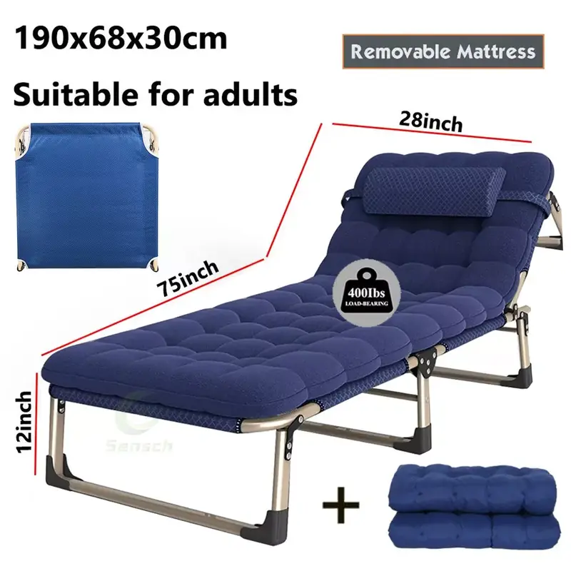 Sun Lounger Folding Recliner Chair Reclining Outdoor Bed ( with Cushion ) 7