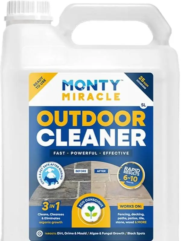 Fast Patio Cleaner - 5 Litre | Outdoor & Garden Surface Cleaner for Patio, Decking, Fencing, Stone, Concrete & Many More | Eliminates Black Spots, Algae, Mold, Lichen in Just 10 Minutes