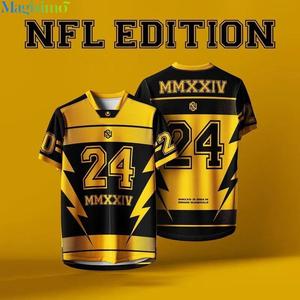 【Free Custom Name & Number & Fast Shipping】 2025 NFL Edition Jersey Jersey Tshirt Men Short Sleeve Retro Collar Full Sublimation Microfiber Viral Viral Tiktok Unisex Teamwear OOTD