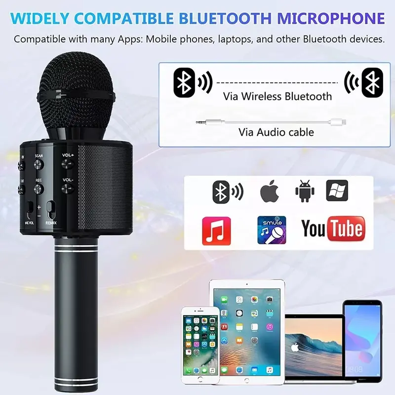 Karaoke Microphone Speaker Handheld KTV Player Mic Party Wireless Bluetooth UK 2