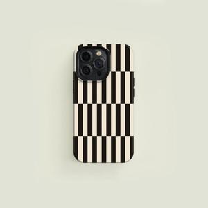 Durable Cream Color Phone Case with Stripes, Shockproof Fashion Design, Compatible with iPhone 11-17 Series, Perfect Gift Idea