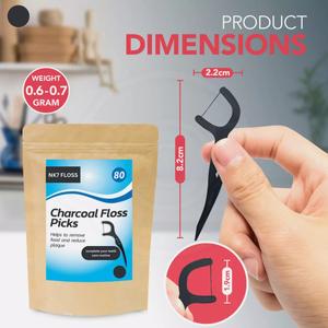 80 Charcoal Dental Floss Sticks Interdental Tooth Harp Teeth Picks Oral Care