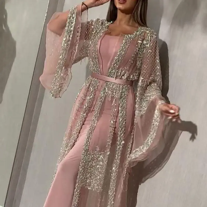 2024 New WOMEN'S bronzing large swing dress sexy dress shawl Banque evening dress