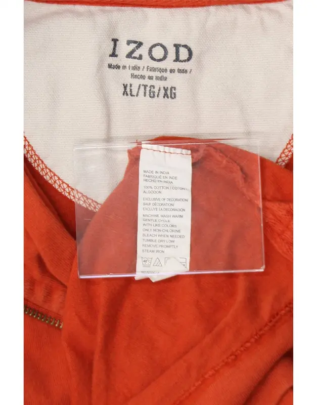 Pre-Owned Vintage IZOD Mens Zip Neck Sweatshirt Jumper XL Orange Cotton 3