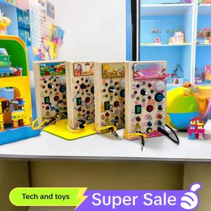 Kids Educational Light Switch Board Toy, Magnetic Wooden Building Set Interactive Learning Game for Children, Back to School Festival Gift, No Batteries Included