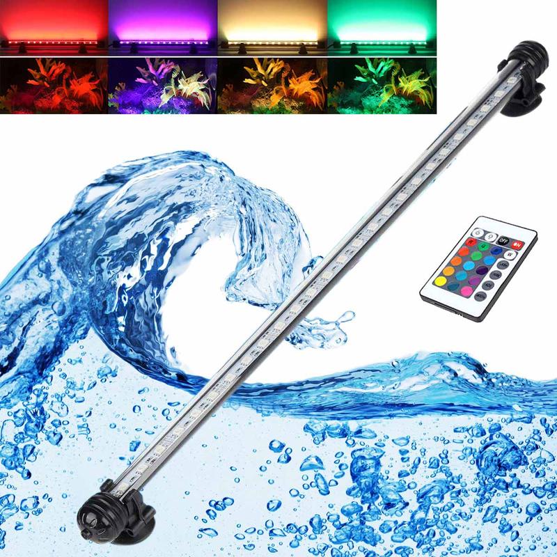 Submersible aquarium light fish tank light LED multi-color RGB waterproof fish tank light underwater crystal glass light 3-layer waterproof remote control brightening light 7