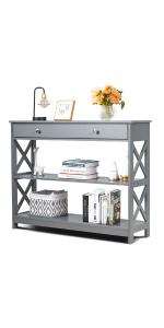 Product Introduction of COSTWAY 2-Tier Console Table, Modern Faux Marble Narrow Hall Desk Sofa Side Table, 120cm Long Slim Display Accent Table for Entryway, Living Room, Bedroom and Foyer (White+Black) 28