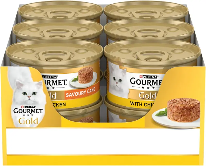 Gourmet Chicken Wet Cat Food 85g x12 – Savoury Cake for Adult Cats, Immune Support & Fresh Meals 1