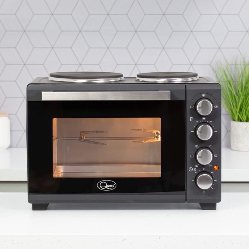 Quest 35379 26L Twin Hob Countertop Rotisserie and Convection Mini Oven/Adjustable Temperature/Accessories Included / 60 Mins Timer & Auto Shut Off with Bell 6