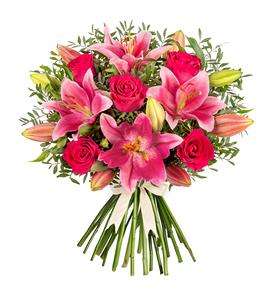 Rose and Lily - Bouquet of Fresh Flowers - Birthday Flowers - Next Day Free Shipping - Flowers for her - Flowers 2024 - Gifts for him - Flowers Gift - Fresh Cut Flowers - Gifts for Girlfriend - Prestige Flowers