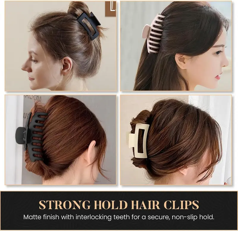 8 Pcs Hair Claw Clips for Women Ponytail Holder Headwear Hair styling Accessories for Straight, Curly, Wavy Hair | Non Slip Hair Clips Women | Hair Products for Women | Big Claw Clip Set 3
