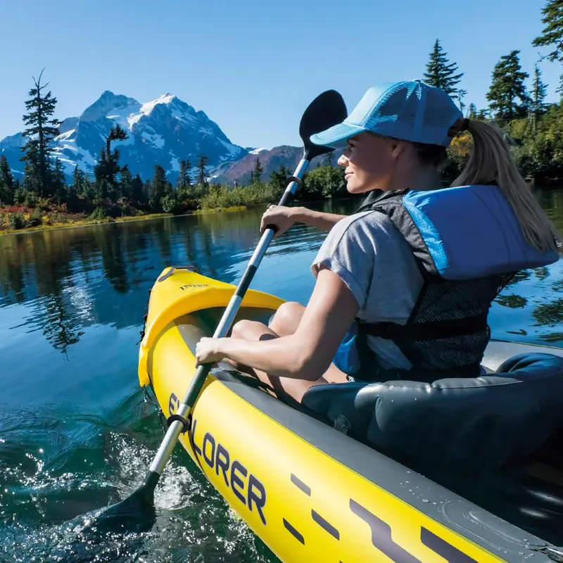 Explorer K2 Kayak, 2-Person Inflatable Kayak Set with Aluminum Oars and High Output Air Pump 2