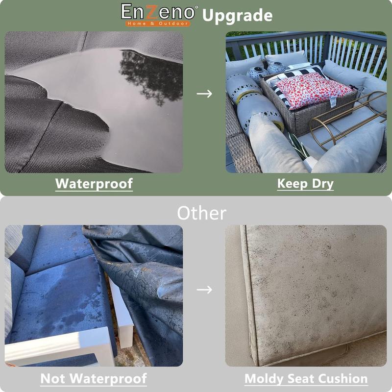 Enzeno Outdoor Garden Furniture Covers - Waterproof with Air Vent, 200*160cm, Patio Table and Chair Set Cover, Heavy Duty Oxford Fabric 1
