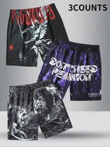 Men's Graphic Print Shorts, Casual Comfy Breathable Shorts for Daily Wear, Mens Shorts for Summer