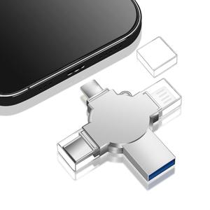 4 in 1 USB Flash Drive (1 Count), OTG Flash Drive, Thumb Drive, USB 3.0/Type-C/Micro USB Flash Drive, External Storage for iPad/Smart Phone/PC and More Devices