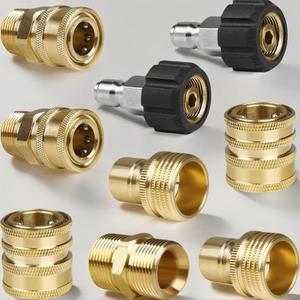 Pressure Washer Adapter Set, Quick Disconnect Kit, M22 Swivel to 3/8'' Quick Connect Adapter, 3/4" to Quick Release Adapter Set, Valves & Parts, Garden Hose Connector for Quick Connect Nozzles, for High Pressure Hose