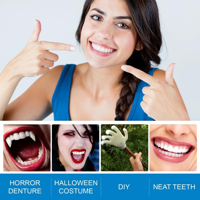 False Teeth Solid Glue Set Costume Party Diy Cosplay Denture Adhesive Falseteeth Tools Resin Temporary Tooth Filling Repair Kit Faketeeth Snap Veneers 1