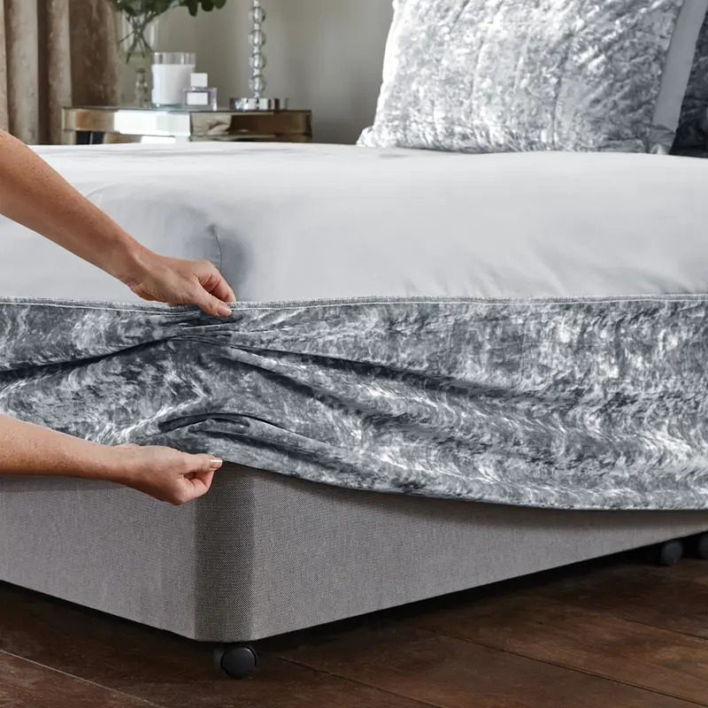 Crushed Velvet Divan Bedbase Wrap Valance Cover Single Double Super King Bedding Size 3