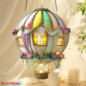 Flower Pattern Hanging Decor, 1 Count 2D Acrylic Hanging Ornament, Decorative Light Catcher for Home Garden Cafe, Romantic Gift for Birthday Wedding, Decorations Supplies, Room Decor, Decorating, Flower Design